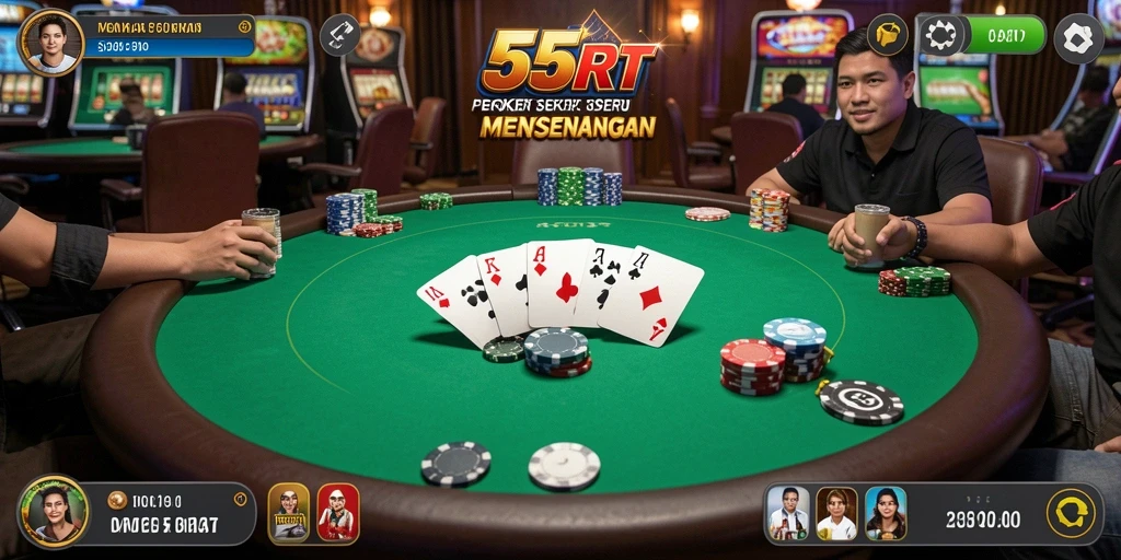 Screenshot utama 55RT menampilkan gameplay seru dalam permainan Poker.