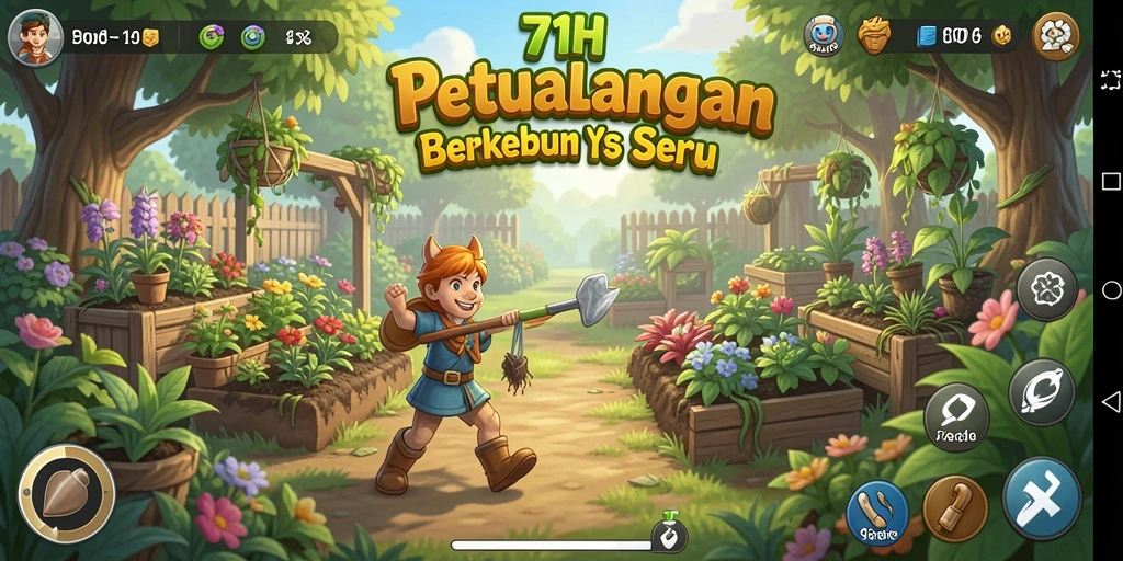 Tampilan gameplay seru dalam berkebun dan peternakan.