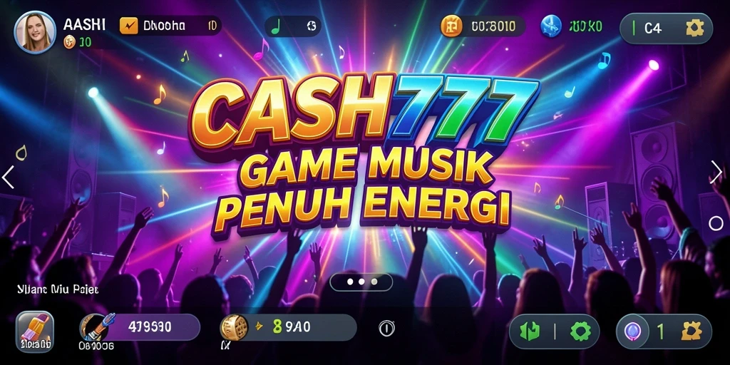 Screenshot utama CASH777 menampilkan gameplay musik yang seru dan interaktif.