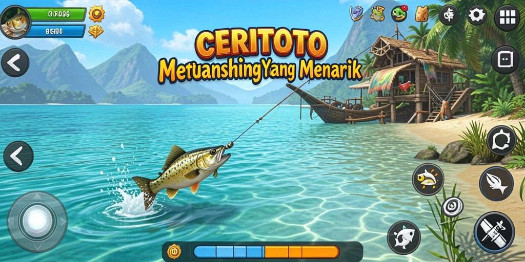 Screenshot gameplay CERITOTO dengan suasana memancing yang memukau.
