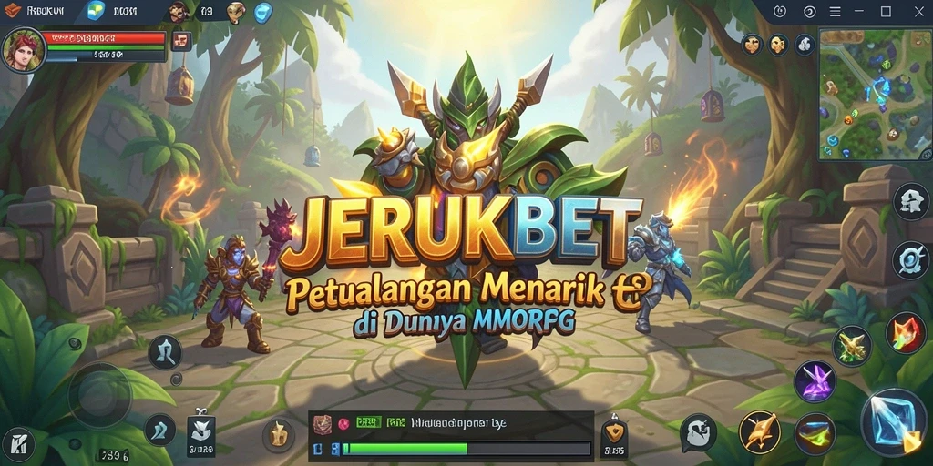 Screenshot utama JERUKBET menampilkan aksi pertempuran dinamis di dunia MMORPG.