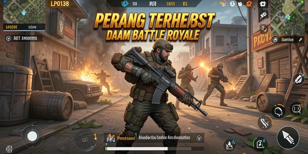 Screenshot utama LPO138 menampilkan pertarungan intens Battle Royale.