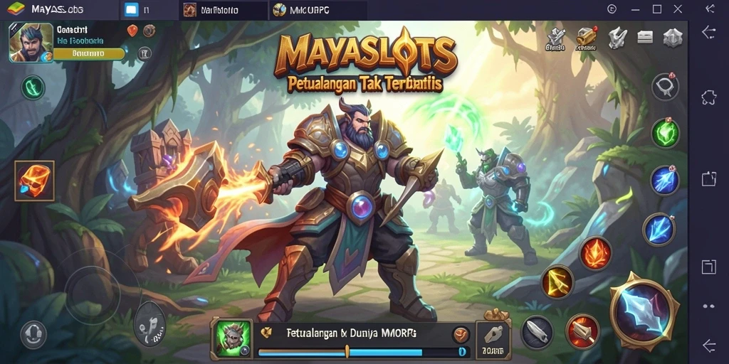 Screenshot gameplay <strong>MAYASLOTS</strong> menampilkan pertempuran epik dalam dunia MMORPG.