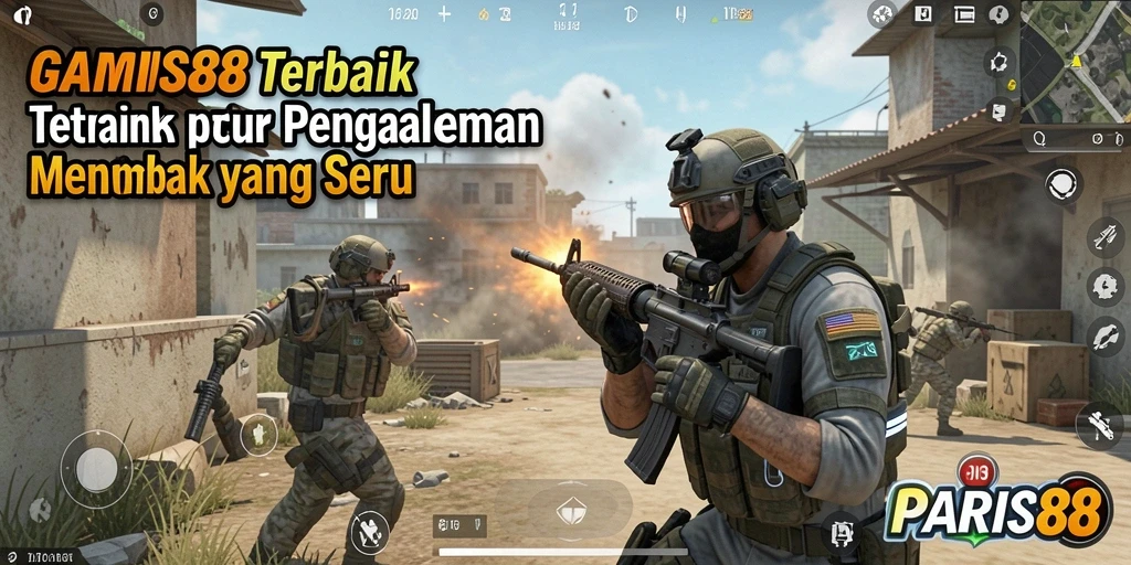Tangkapan layar gameplay PARIS88 yang menunjukkan aksi tembak-menembak yang mendebarkan.