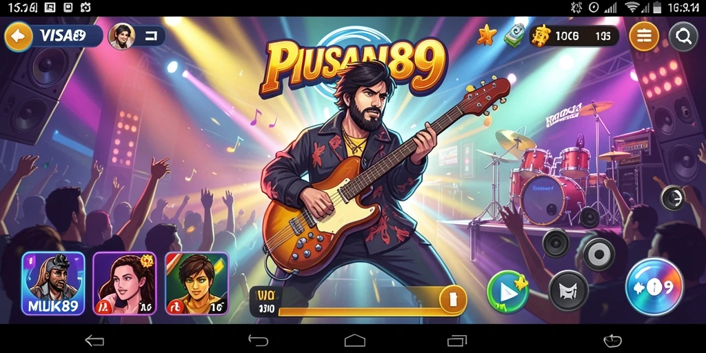 Tampilan gameplay dari game musik yang memukau dan interaktif.