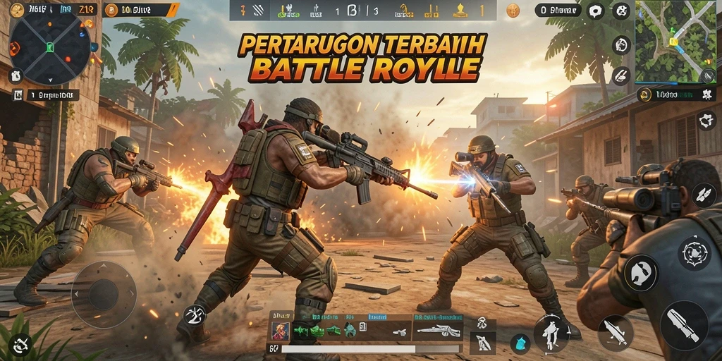 Tampilan menarik dari gameplay Z18 dengan pertempuran epik Battle Royale.
